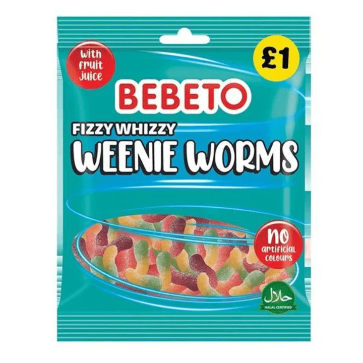 Bebeto Fizzy Whizzy Weenie Worms 150g PMP £1