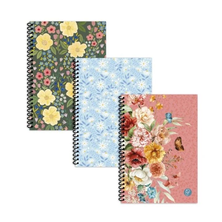 A5 Floral Spiral Notebook  - 4pk