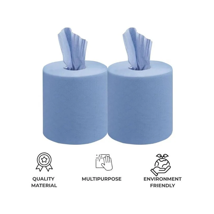 Forte Heavy Duty Blue Centrefeed Paper Tissue 6 Roll Pack - Image 2