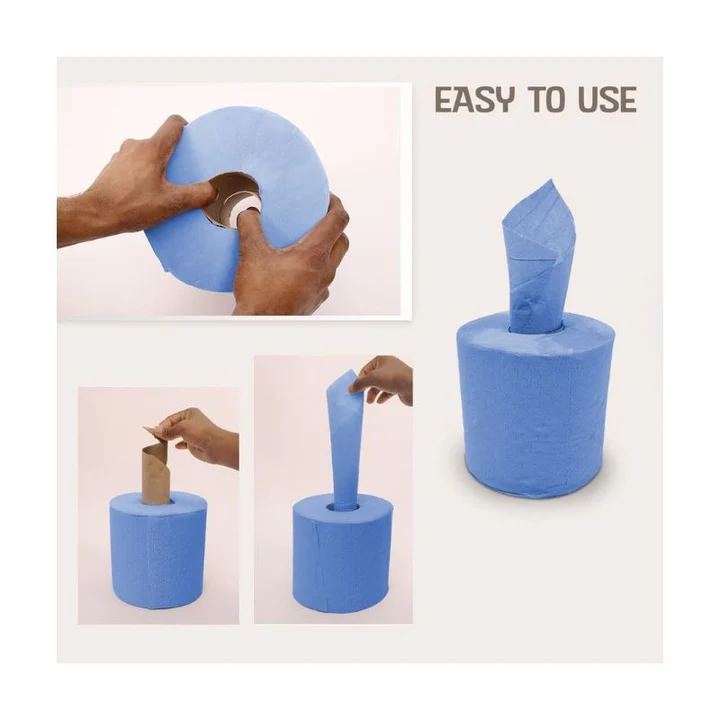Forte Heavy Duty Blue Centrefeed Paper Tissue 6 Roll Pack - Image 3