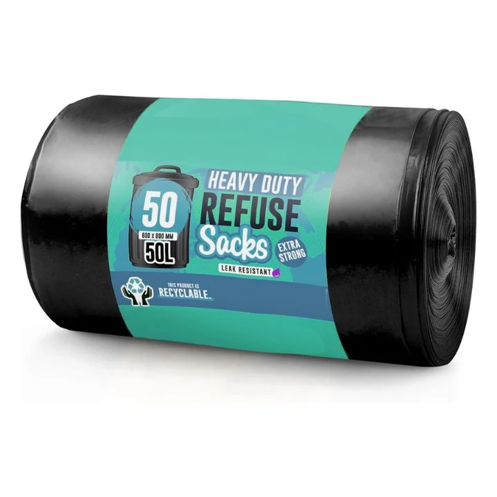 Tuffsack Heavy Duty Black Refuse Sacks Bags 50 Roll Pack
